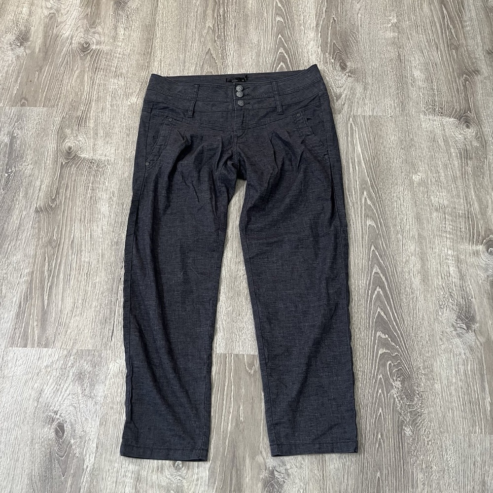 prAna Womens 10 Blue Button Waist Pleated Lightweight Hiking Casual Pants 36x27